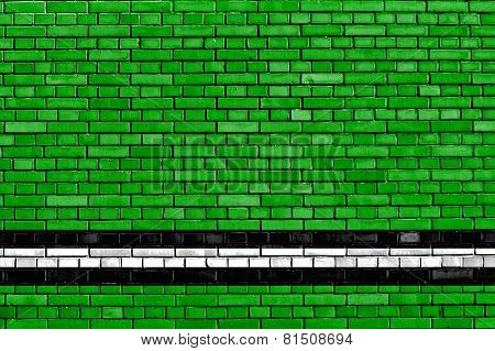 Flag Of Asipovichy Painted On Brick Wall