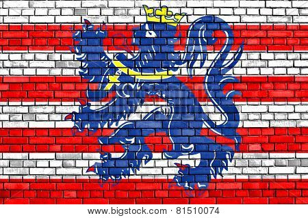 Flag Of Bruges Painted On Brick Wall