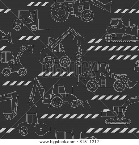 Heavy construction machines seamless background
