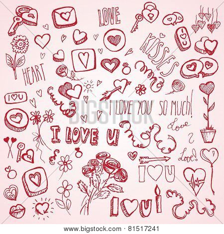 Pink doodles for Valentine's day