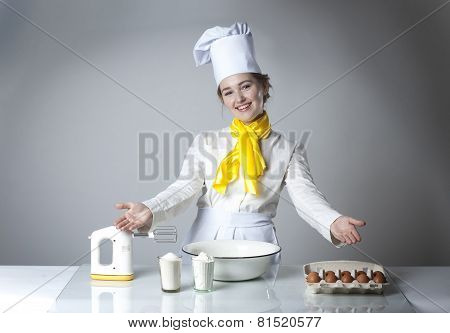 Smiling Cook In Kitchen