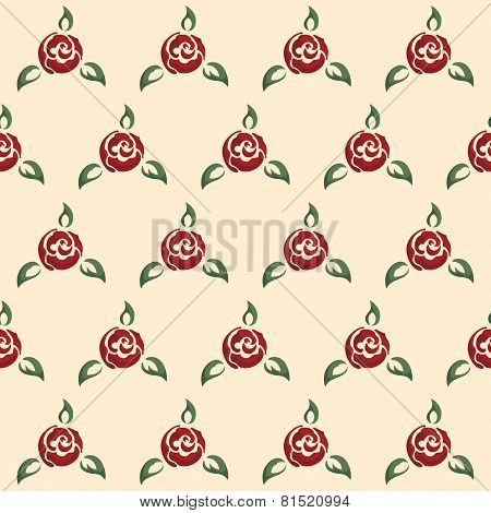 Rose seamless pattern, pin-up style