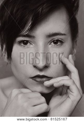Portrait girl in monochrome