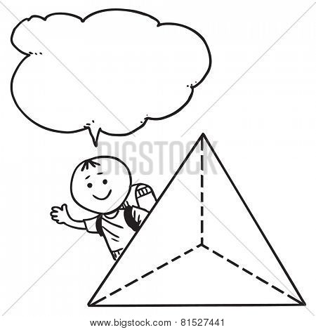 Schoolkid behind pyramid speaking