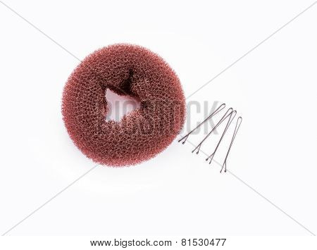Donut bun maker with bobby pin on white background