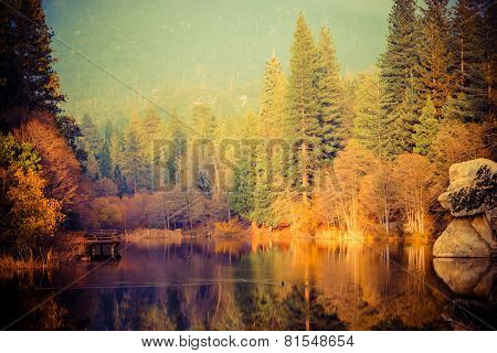Foggy Sunset At The Lake
