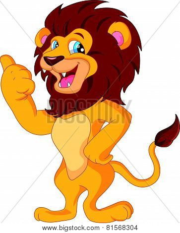 vector illustration of cute lion cartoon isolated