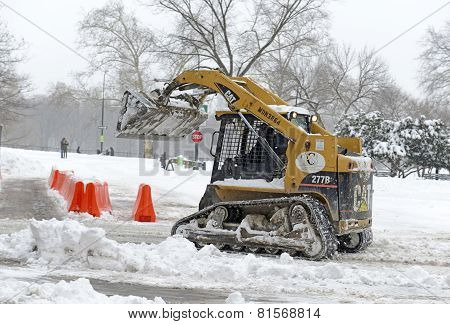 Snow removal equipment in Manhattan after snowstorm