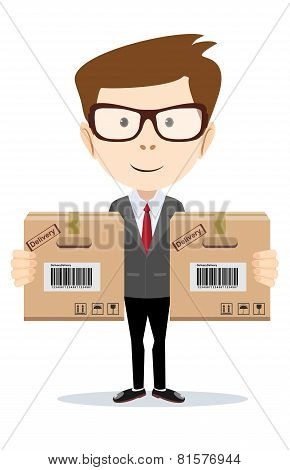 Delivery man isolated on the white background.Vector