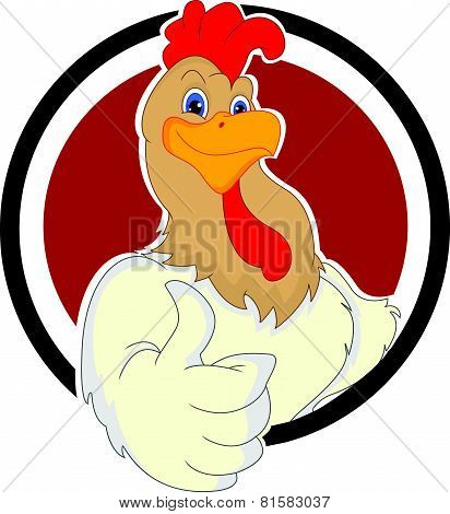 cute rooster cartoon thumb up