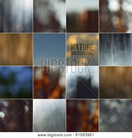 Set Of Bokeh Nature Blurred Backgrounds