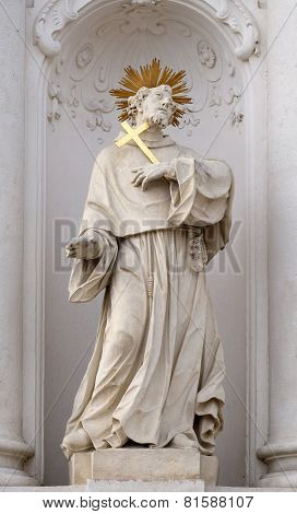 GRAZ, AUSTRIA - JANUARY 10, 2015: Saint Francis of Assisi on the portal of Mariahilf church in Graz, Styria, Austria on January 10, 2015.