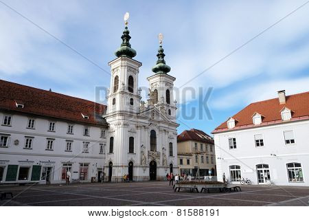 GRAZ, AUSTRIA - JANUARY 10, 2015: Mariahilf church in Graz, Styria, Austria on January 10, 2015.