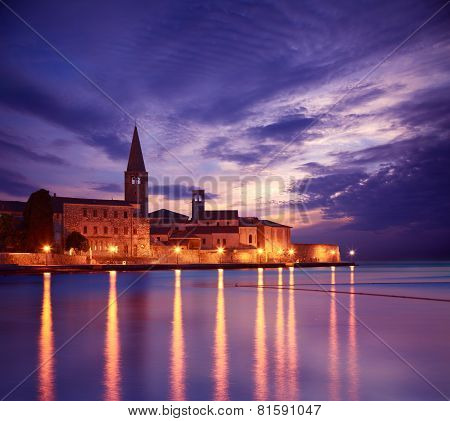 Porec View at Sunset. Medieval City in Croatia.