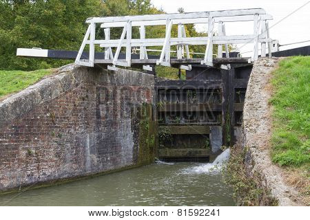 Canal Lock With Footbridge, Kennett And Avon Canal.