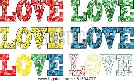 Word love in stained glass style