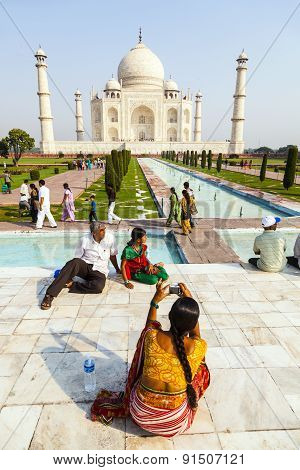 People Visit Taj Mahal In Agra, India
