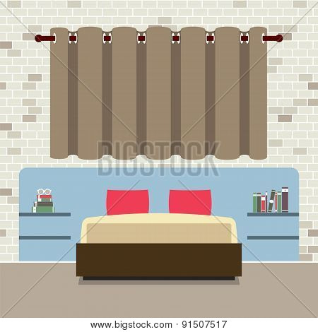 Flat Design Double Bed With Headboard.