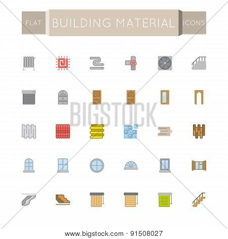 Vector Flat Building Material Icons
