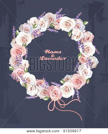Wreath Of Roses And Lavender