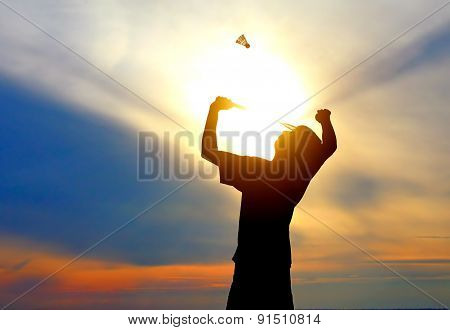 Silhouette Of A Badminton Player