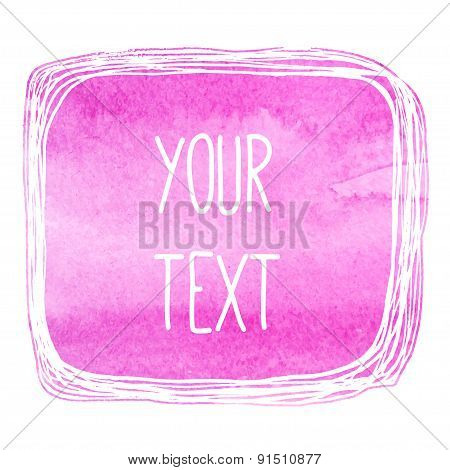 text frame with bright pink watercolor background