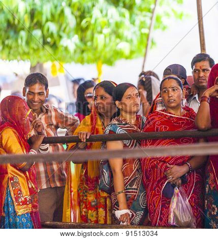 Indian Women Queue Up For Entrance To The Yearly Prozession
