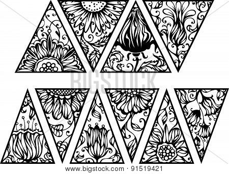 Hand Drawn Floral Triangles.