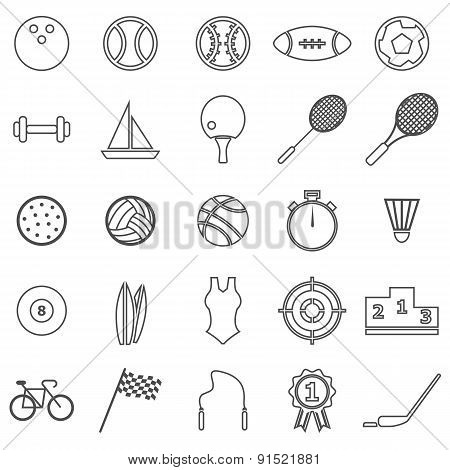 Sport  Line Icons On White Background