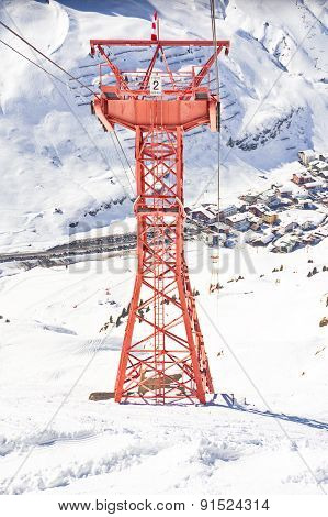 Ski Gondola Pylon In Lech - Zurs Ski Resort In Austria