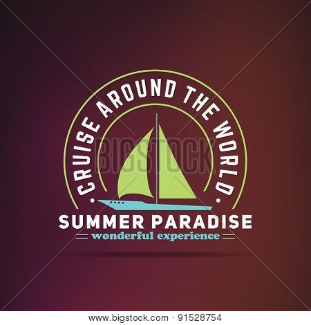 Retro Summer Travel Badge or Label. Vector Design Element