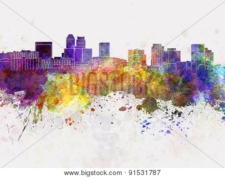 Newark Skyline In Watercolor Background