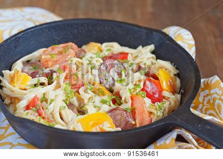 Sausage Pepper Fettuccini Skillet