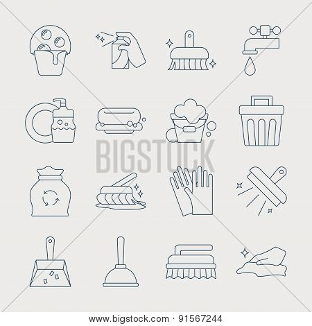 Cleaning Line Icon Set