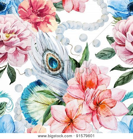 Watercolor flowers pattern