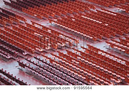 Empty Seats In The Stands Before The Sporting Event