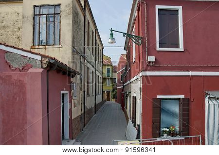 A very narrow street in Burano island