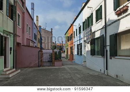 A very narrow street in Burano island