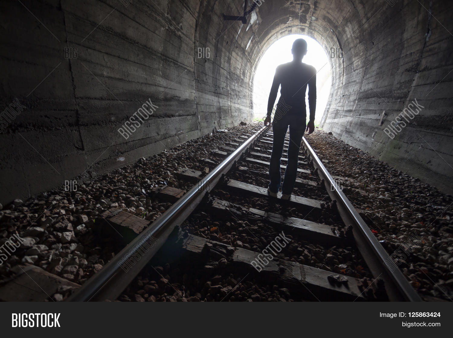 Man Silhouetted Tunnel Image & Photo (Free Trial) | Bigstock Silhouette Man Walking Tunnel