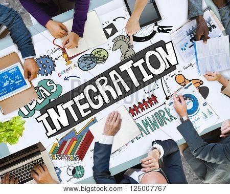 Integration Blend Combine Merge Unite Consolidate Concept