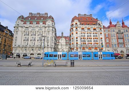 Stockholm, Sweden - March, 16, 2016: multystoried inhabited buildings in Stockholm, Sweden 