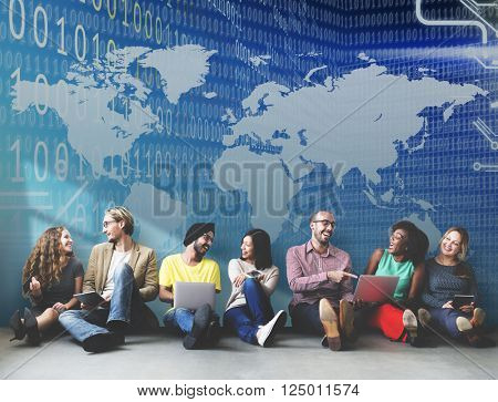 Global Binary Code Digits Technology Software Concept