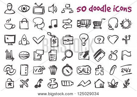 Vector doodle icons set. Stock illustration for design