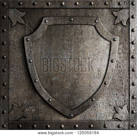 old medieval coat of arms shield over armour plate