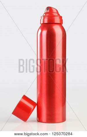 Red Deodorant Perfume Can or Bottle with reflection