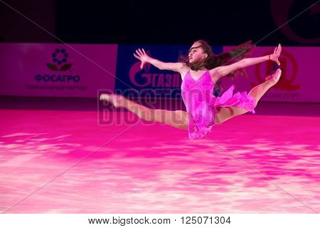 MOSCOW RUSSIA - FEBRUARY 21 2016:Son Yeon Jae Korea at the gala concert Grand Prix Moscow - 2016 in Moscow sport palace Luzhniki Russia