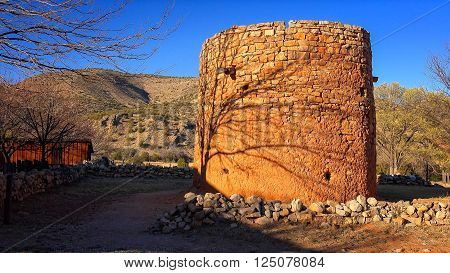 The Torreon is an historic rock fort where settlers hid during indian raids in Lincoln New Mexico in the late 1800's