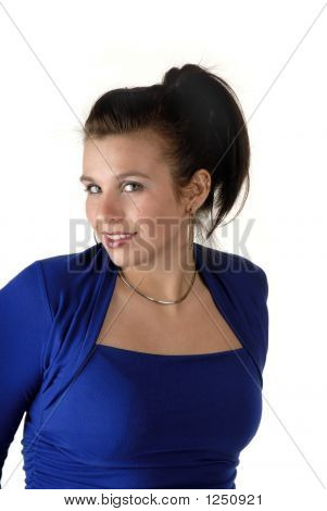blauen Kleid