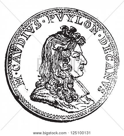 Token Claude Pilon, vintage engraved illustration. Magasin Pittoresque 1857.