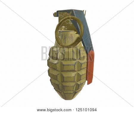 Mk2 grenade 3D illustration on white background isolated